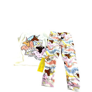 Afro Unicorn Toddler Girls Pajamas 2 PC Set Multicolored Size 4T NWT